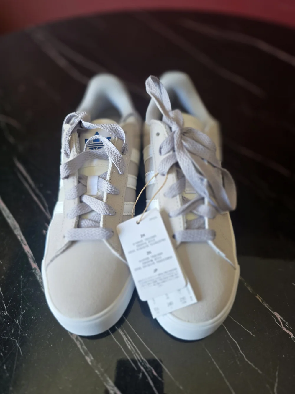 Adidas Campus Suede Sneakers - Light Gray with Blue Accents
